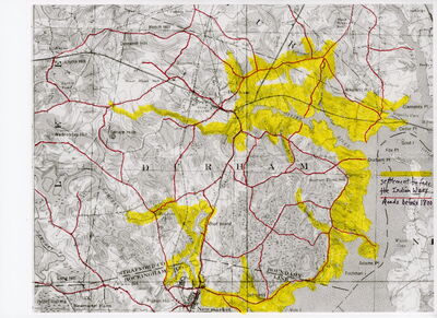 Map - Early Settlement & Early Roads - Durham Historic Assn 2015